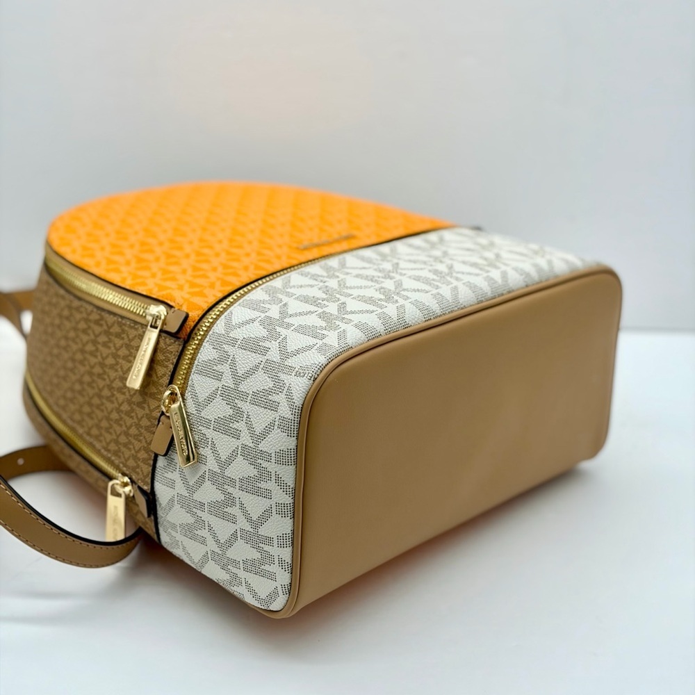 Michael Kors Rhea Medium Color-Block Signature Logo Backpack - Picture 8 of 14